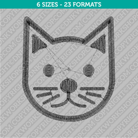 Cute Cat Head Embroidery Design - 6 Sizes - INSTANT DOWNLOAD