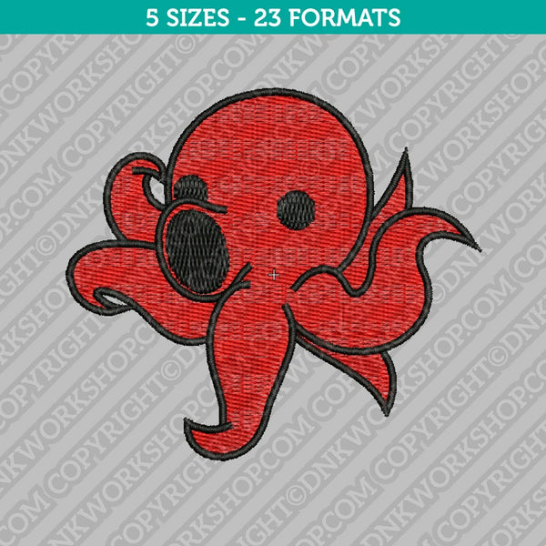 Cute Octopus Embroidery Design - 5 Sizes - INSTANT DOWNLOAD