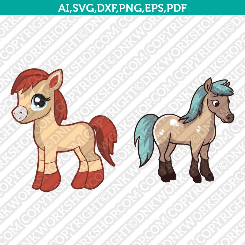 Cute Pony Horse Svg Cricut Laser Cut File Clipart Silhouette Cameo Vec ...