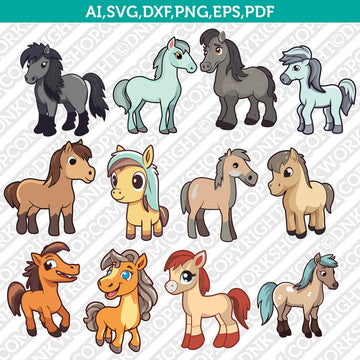 Cute pony horse cartoon SVG for Cricut and laser cutting