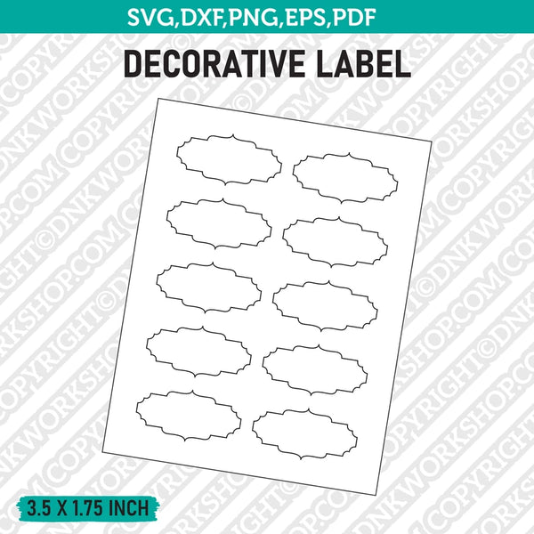 Decorative Label Template SVG Vector Cricut Cut File Clipart Png Eps Dxf