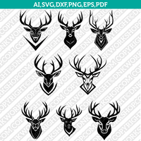 Deer Head SVG Mascot Cut File Cricut Clipart Silhouette Png
