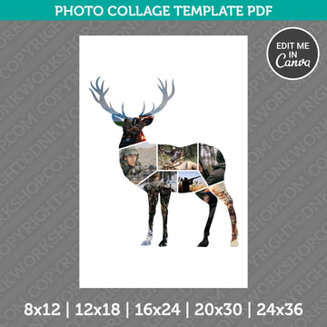 Deer photo collage wall art template