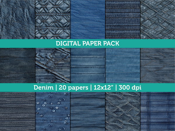 Digital Papers | Digital Scrapbooking Denim Paper Instant Download