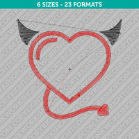 Devil Heart Embroidery Design - 6 Sizes - INSTANT DOWNLOAD