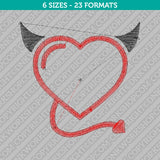 Devil Heart Embroidery Design - 6 Sizes - INSTANT DOWNLOAD