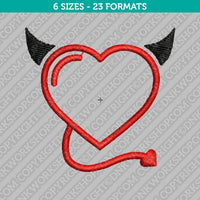 Devil Heart Embroidery Design - 6 Sizes - INSTANT DOWNLOAD