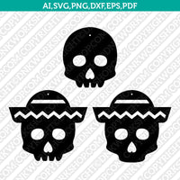 Día de Muertos Skull Earring Template SVG Laser Cut File Vector Cricut Silhouette Cameo Clipart Png Dxf Eps
