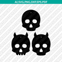 Día de Muertos Skull Earring Template SVG Laser Cut File Vector Cricut Silhouette Cameo Clipart Png Dxf Eps