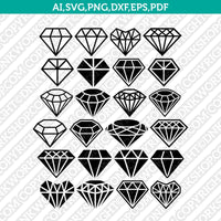 Diamond Gemstone Gem Jewelry Jewel Emerald Crystal SVG Cut File Vector Cricut Silhouette Cameo Clipart Png Dxf Eps