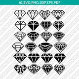 Diamond Gemstone Gem Jewelry Jewel Emerald Crystal SVG Cut File Vector Cricut Silhouette Cameo Clipart Png Dxf Eps
