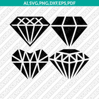 Diamond Gemstone Gem Jewelry Jewel Emerald Crystal SVG Cut File Vector Cricut Silhouette Cameo Clipart Png Dxf Eps