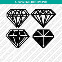 Diamond Gemstone Gem Jewelry Jewel Emerald Crystal SVG Cut File Vector Cricut Silhouette Cameo Clipart Png Dxf Eps