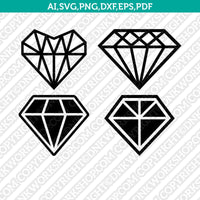 Diamond Gemstone Gem Jewelry Jewel Emerald Crystal SVG Cut File Vector Cricut Silhouette Cameo Clipart Png Dxf Eps