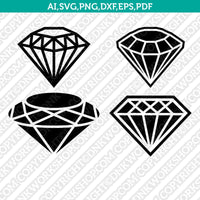 Diamond Gemstone Gem Jewelry Jewel Emerald Crystal SVG Cut File Vector Cricut Silhouette Cameo Clipart Png Dxf Eps