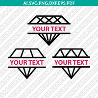 Diamond Split Monogram Frame Gemstone Gem Jewelry Jewel Emerald Crystal SVG Cut File Vector Cricut Silhouette Cameo Clipart Png Dxf Eps