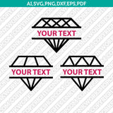 Diamond Split Monogram Frame Gemstone Gem Jewelry Jewel Emerald Crystal SVG Cut File Vector Cricut Silhouette Cameo Clipart Png Dxf Eps