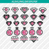 Diamond Split Monogram Frame Gemstone Gem Jewelry Jewel Emerald Crystal SVG Cut File Vector Cricut Silhouette Cameo Clipart Png Dxf Eps