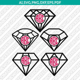 Diamond Split Monogram Frame Gemstone Gem Jewelry Jewel Emerald Crystal SVG Cut File Vector Cricut Silhouette Cameo Clipart Png Dxf Eps