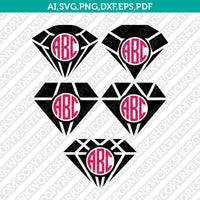 Diamond Split Monogram Frame Gemstone Gem Jewelry Jewel Emerald Crystal SVG Cut File Vector Cricut Silhouette Cameo Clipart Png Dxf Eps