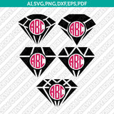 Diamond Split Monogram Frame Gemstone Gem Jewelry Jewel Emerald Crystal SVG Cut File Vector Cricut Silhouette Cameo Clipart Png Dxf Eps