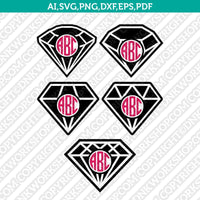 Diamond Split Monogram Frame Gemstone Gem Jewelry Jewel Emerald Crystal SVG Cut File Vector Cricut Silhouette Cameo Clipart Png Dxf Eps