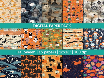 Halloween digital scrapbooking paper designs