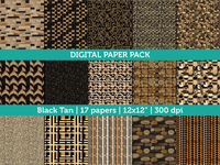 Digital Papers | Digital Scrapbooking Black Tan Paper Instant Download