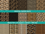 Digital Papers | Digital Scrapbooking Black Tan Paper Instant Download