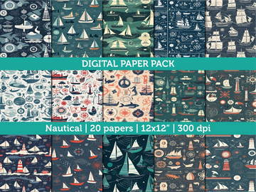 nautical digital paper designs for scrapbooking