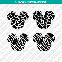 Disney Mickey Minnie Mouse Animal Pattern Cheetah Leopard Cow Tiger Giraffe Zebra Print  SVG Cricut Cut File Png Eps Dxf Vector