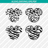 Disney Mickey Minnie Mouse Animal Pattern Cheetah Leopard Cow Tiger Giraffe Zebra Print  SVG Cricut Cut File Png Eps Dxf Vector