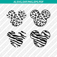 Disney Mickey Minnie Mouse Animal Pattern Cheetah Leopard Cow Tiger Giraffe Zebra Print  SVG Cricut Cut File Png Eps Dxf Vector