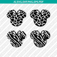 Disney Mickey Minnie Mouse Animal Pattern Cheetah Leopard Cow Tiger Giraffe Zebra Print  SVG Cricut Cut File Png Eps Dxf Vector