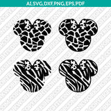 Disney Mickey Minnie Mouse Animal Pattern Cheetah Leopard Cow Tiger Giraffe Zebra Print  SVG Cricut Cut File Png Eps Dxf Vector