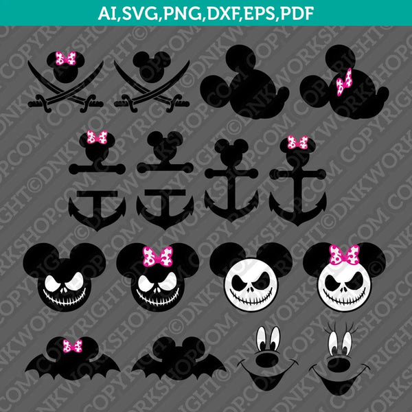 16 Disney Mickey Mouse Minnie Mouse SVG Cut File Vector Cricut Silhouette Cameo Clipart Png Dxf Eps