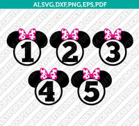 Disney Minnie Mouse Monogram Frame Numbers Birthday Party SVG Vector Cricut Cutting File Clipart Png Eps Dxf
