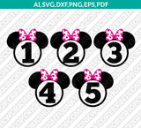 Disney Minnie Mouse Monogram Frame Numbers Birthday Party SVG Vector Cricut Cutting File Clipart Png Eps Dxf