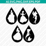 Princess Earring Template Svg Vector Cricut Laser Cut File Clipart Png Eps Dxf