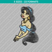 Disney Princess Jasmine Embroidery Design - 5 Sizes - INSTANT DOWNLOAD