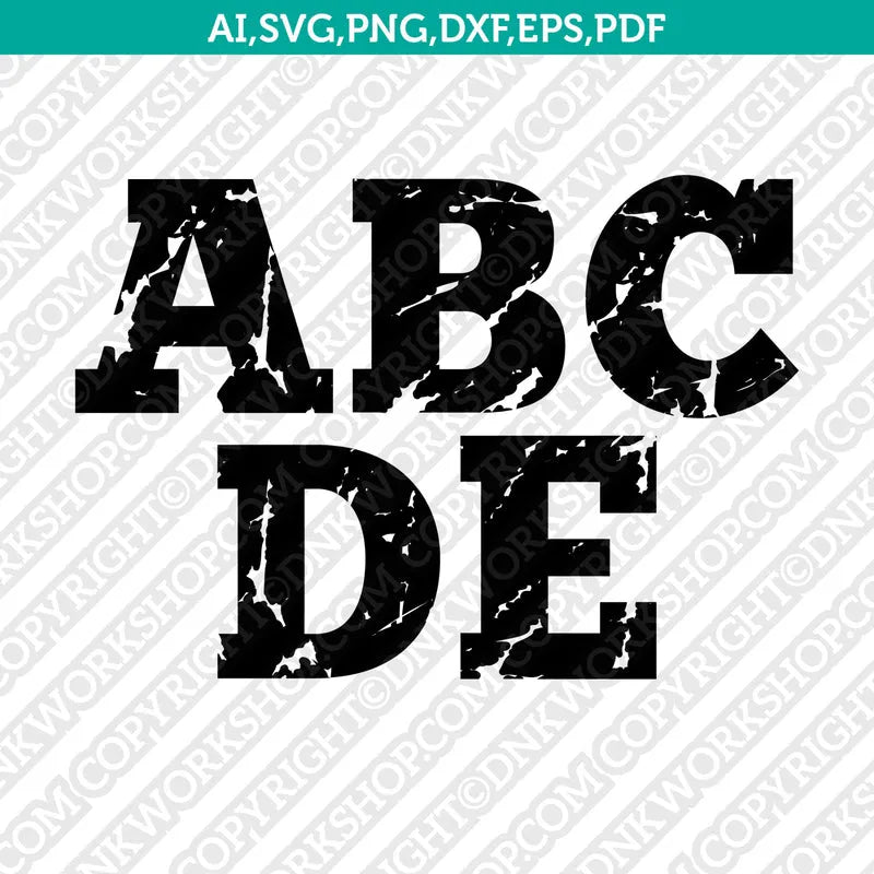 Stunned Lettering Svg Distressed Grunge Letters Font Alphabet SVG Vector Cricut Cut File ...