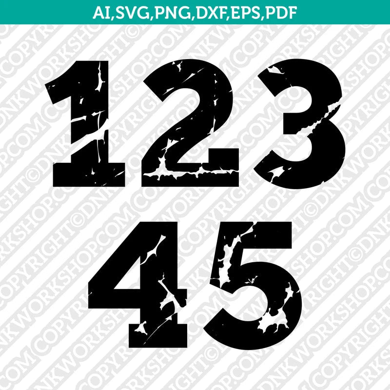 Distressed Numbers SVG Cut File Vector Cricut Clipart Png Dxf Eps ...