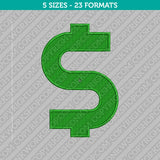 Dollar Symbol Currency Sign Embroidery Design - 5 Sizes  - INSTANT DOWNLOAD