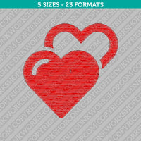 Double Heart Embroidery Design - 5 Sizes - INSTANT DOWNLOAD