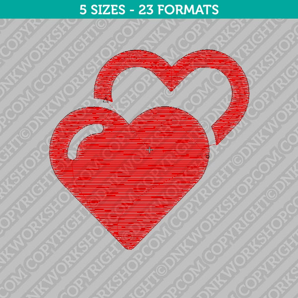 Double Heart Embroidery Design - 5 Sizes - INSTANT DOWNLOAD