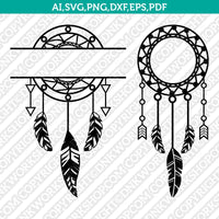 Dreamcatcher Monogram Frame SVG Silhouette Cameo Cricut Cut File Vector Png Eps Dxf