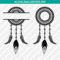 Dreamcatcher Monogram Frame SVG Silhouette Cameo Cricut Cut File Vector Png Eps Dxf
