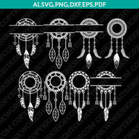 Dreamcatcher Monogram Frame SVG Silhouette Cameo Cricut Cut File Vector Png Eps Dxf