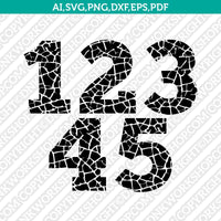 Drought Crack Numbers SVG Vector Silhouette Cameo Cricut Cut File Clipart Png Dxf Eps
