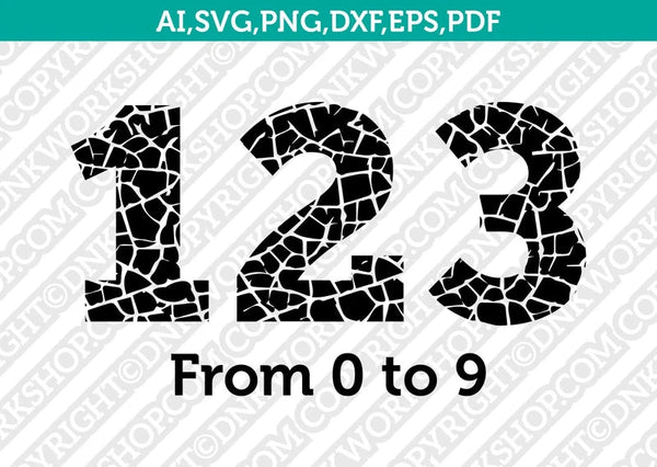 Drought Crack Numbers SVG Vector Silhouette Cameo Cricut Cut File Clipart Png Dxf Eps